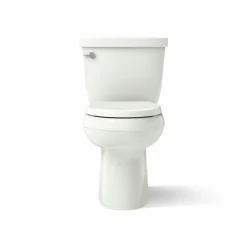 Two-piece elongated toilet with skirted trapway, 1.28 gpf^Kohler