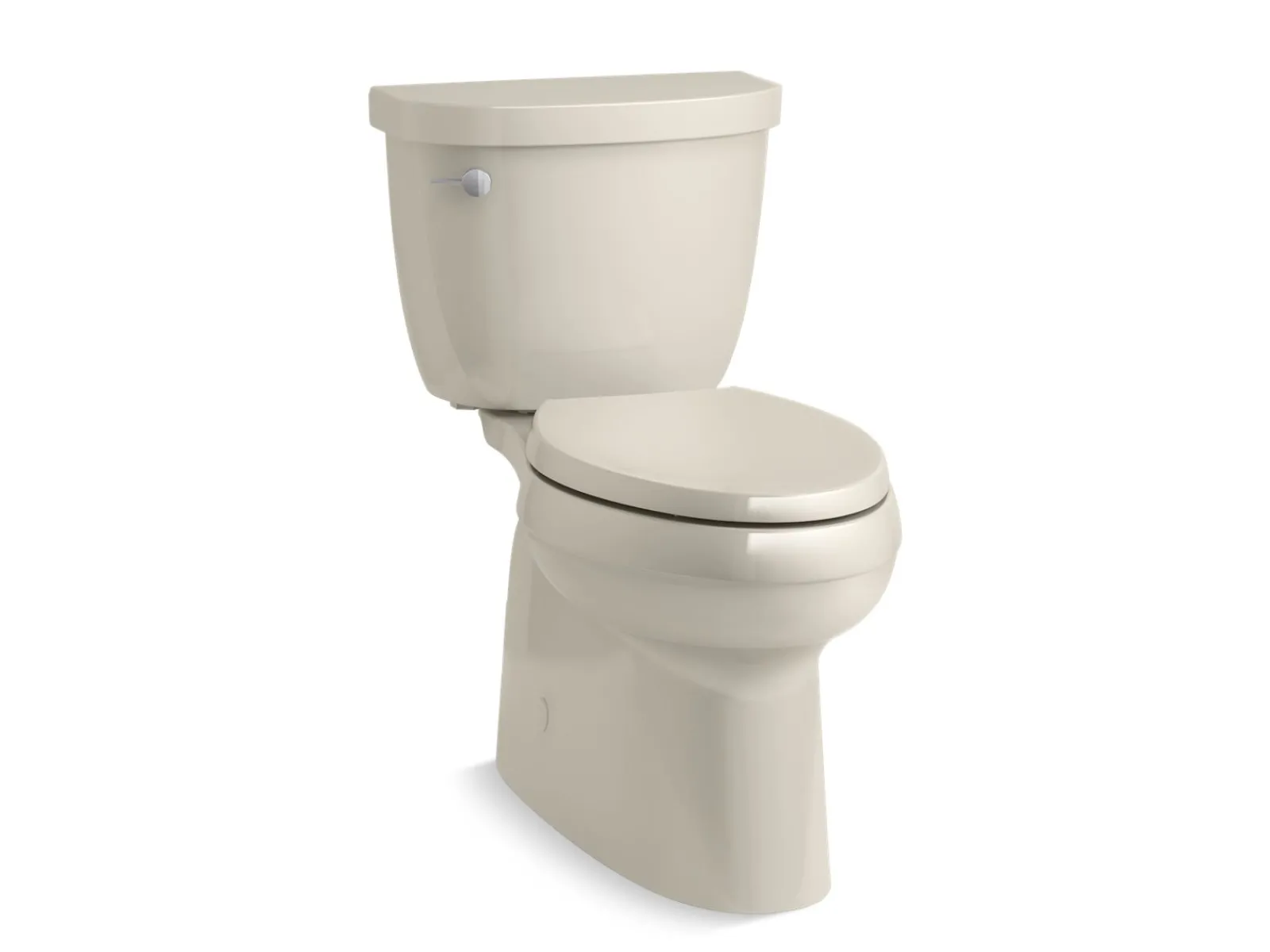 Two-piece elongated toilet with skirted trapway, 1.28 gpf^Kohler