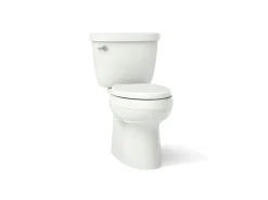 Two-piece elongated toilet with skirted trapway, 1.28 gpf^Kohler