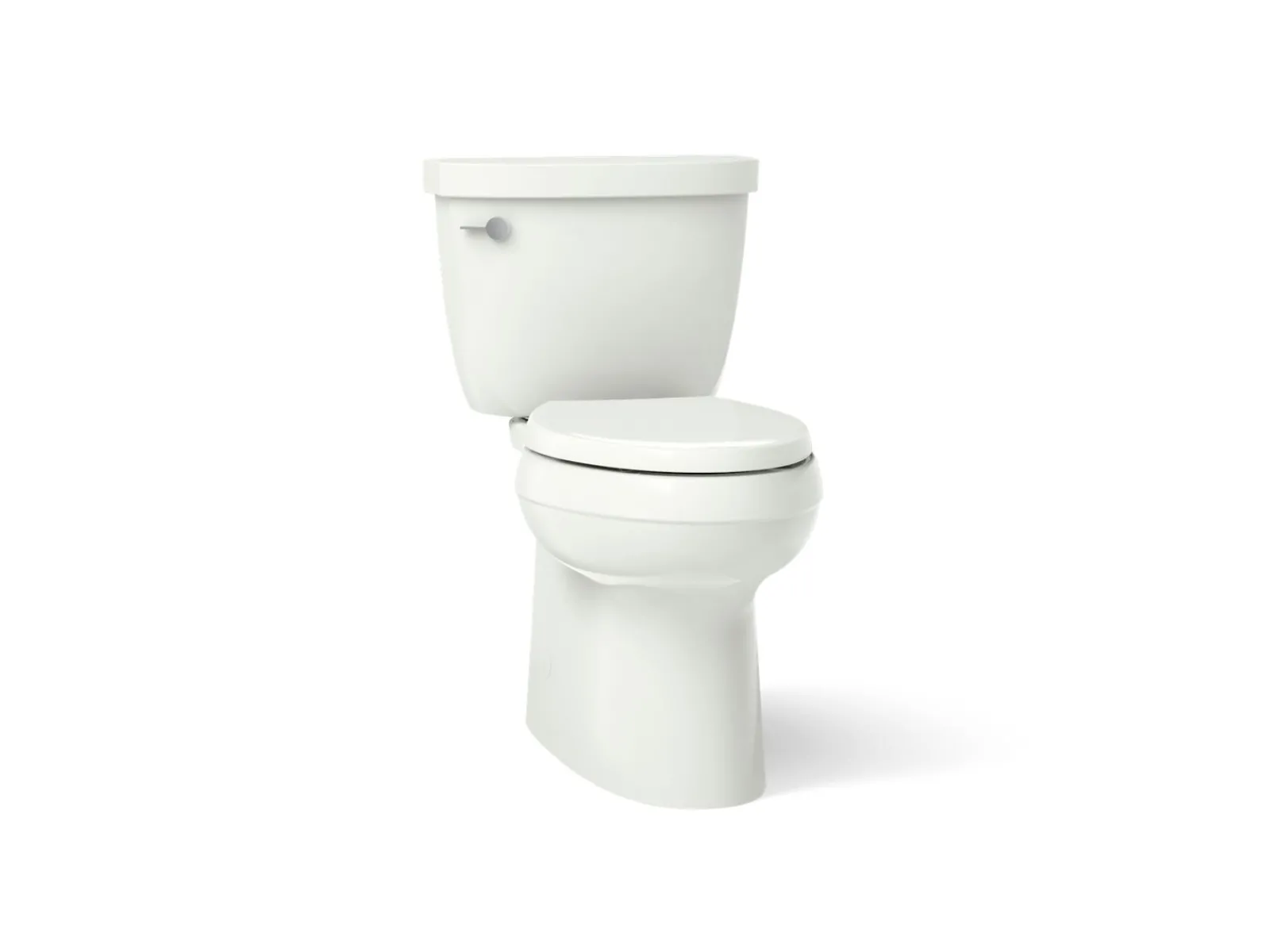 Two-piece elongated toilet with skirted trapway, 1.28 gpf^Kohler