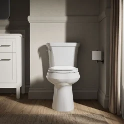 Two-piece elongated toilet with concealed trapway, 1.28 gpf^Kohler Online
