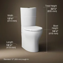 Two-piece elongated toilet with skirted trapway, dual-flush^Kohler Discount