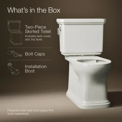 Two-piece elongated toilet with skirted trapway, 1.28 gpf^Kohler Best