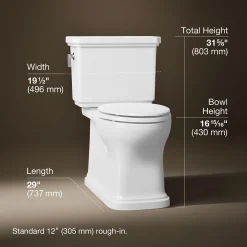 Two-piece elongated toilet with skirted trapway, 1.28 gpf^Kohler Best