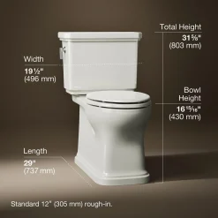 Two-piece elongated toilet with skirted trapway, 1.28 gpf^Kohler Best