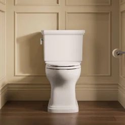 Two-piece elongated toilet with skirted trapway, 1.28 gpf^Kohler Best