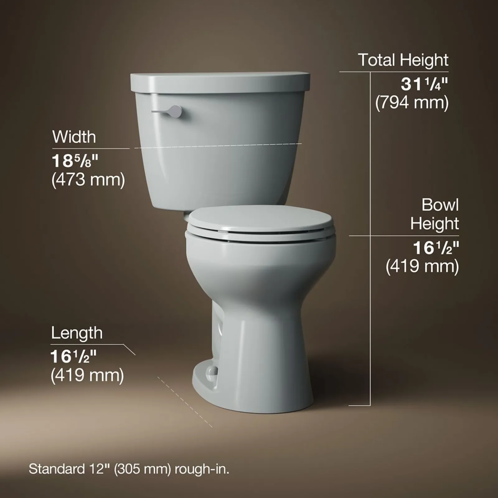 Two-piece round-front toilet, 1.28 gpf^Kohler New