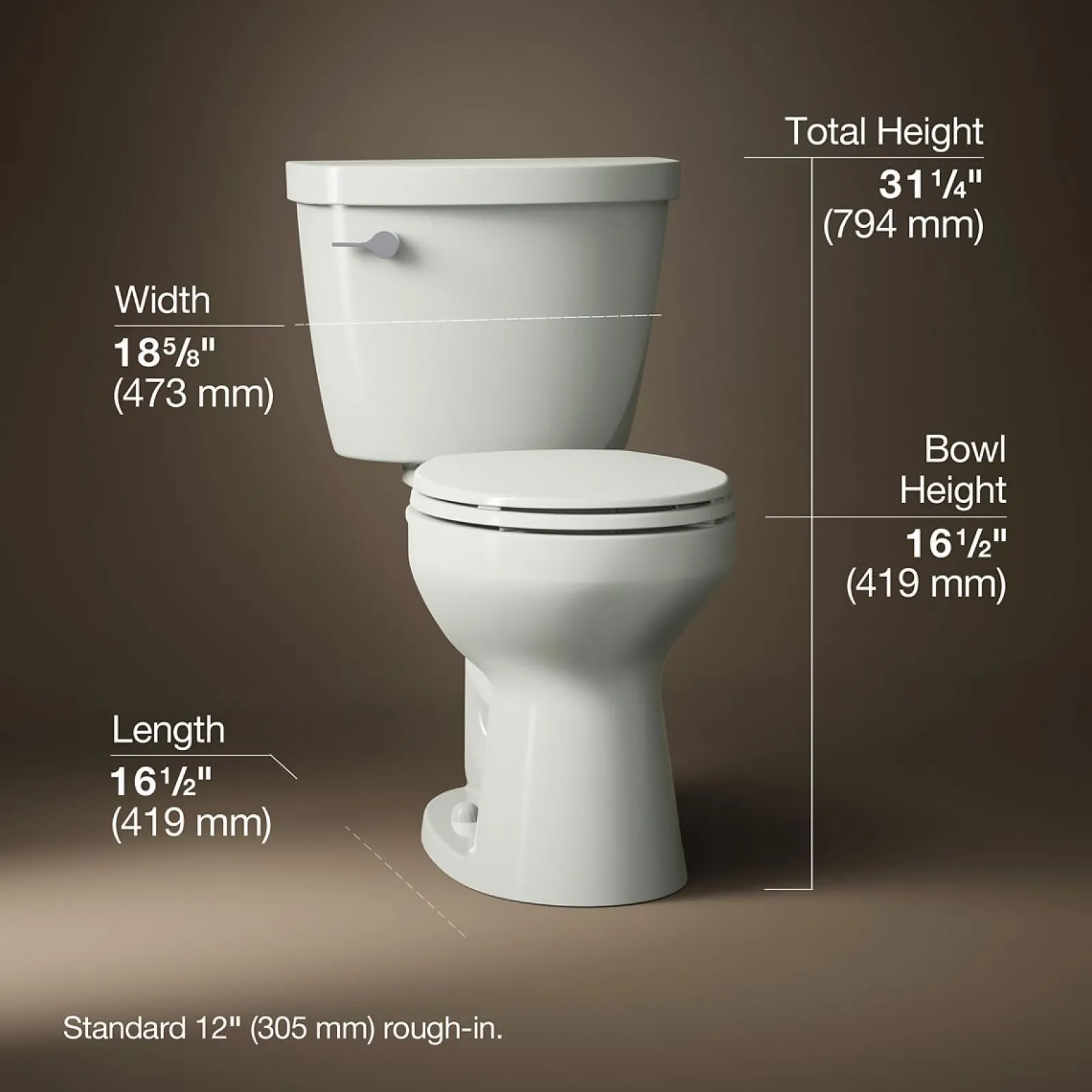 Two-piece round-front toilet, 1.28 gpf^Kohler New