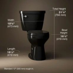 Two-piece round-front toilet, 1.6 gpf^Kohler New