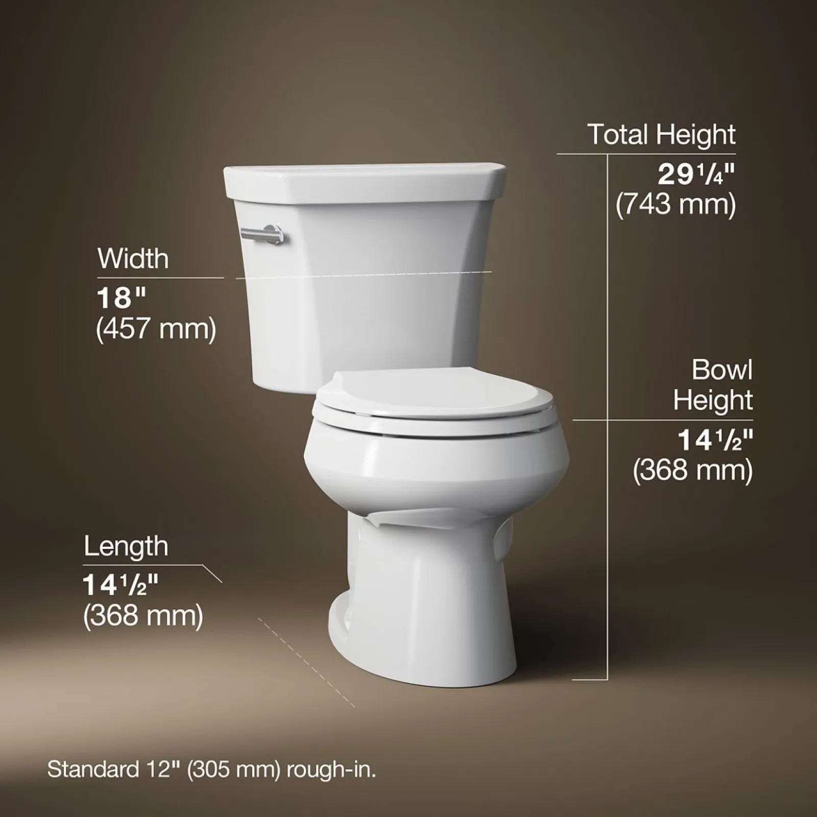 Two-piece round-front toilet, 1.6 gpf^Kohler Outlet