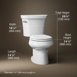 Two-piece round-front toilet, 1.28 gpf^Kohler Outlet