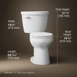 Two-piece round-front toilet, 1.6 gpf^Kohler Online