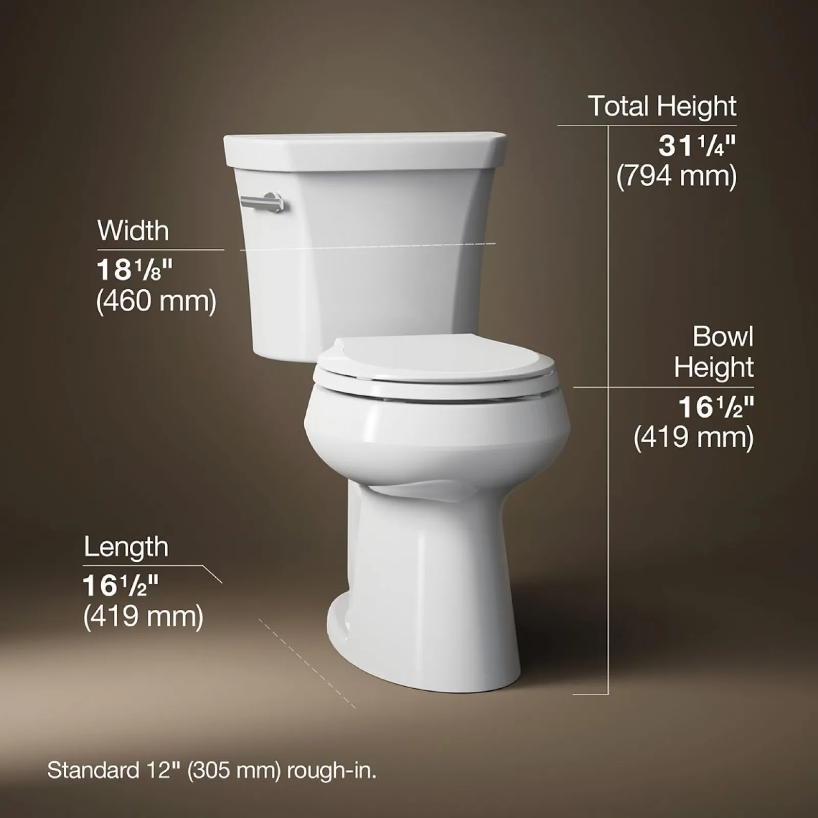 Two-piece round-front toilet, 1.28 gpf^Kohler Clearance