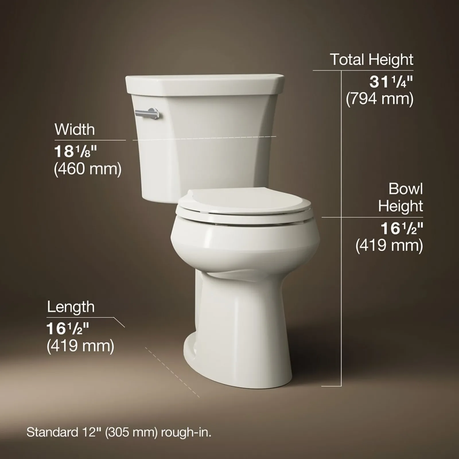 Two-piece round-front toilet, 1.28 gpf^Kohler Clearance