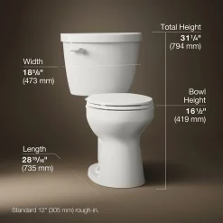 Two-piece round-front toilet, 1.28 gpf^Kohler Clearance