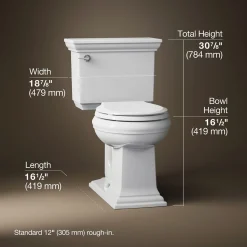 Two-piece round-front toilet, 1.28 gpf^Kohler