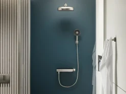 Two-way exposed thermostatic valve with shower column for rainhead and handshower^Kohler