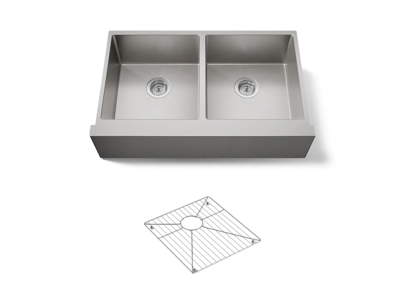 35-1/2" undermount double-bowl farmhouse kitchen sink with accessories^Kohler Discount