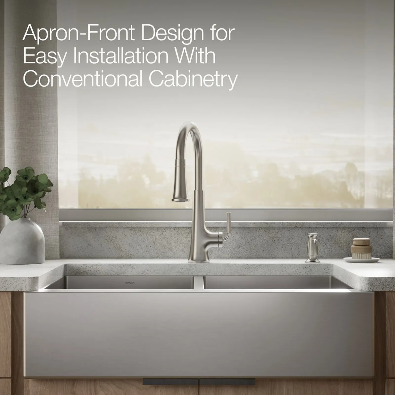 35-1/2" undermount double-bowl farmhouse kitchen sink with accessories^Kohler Discount