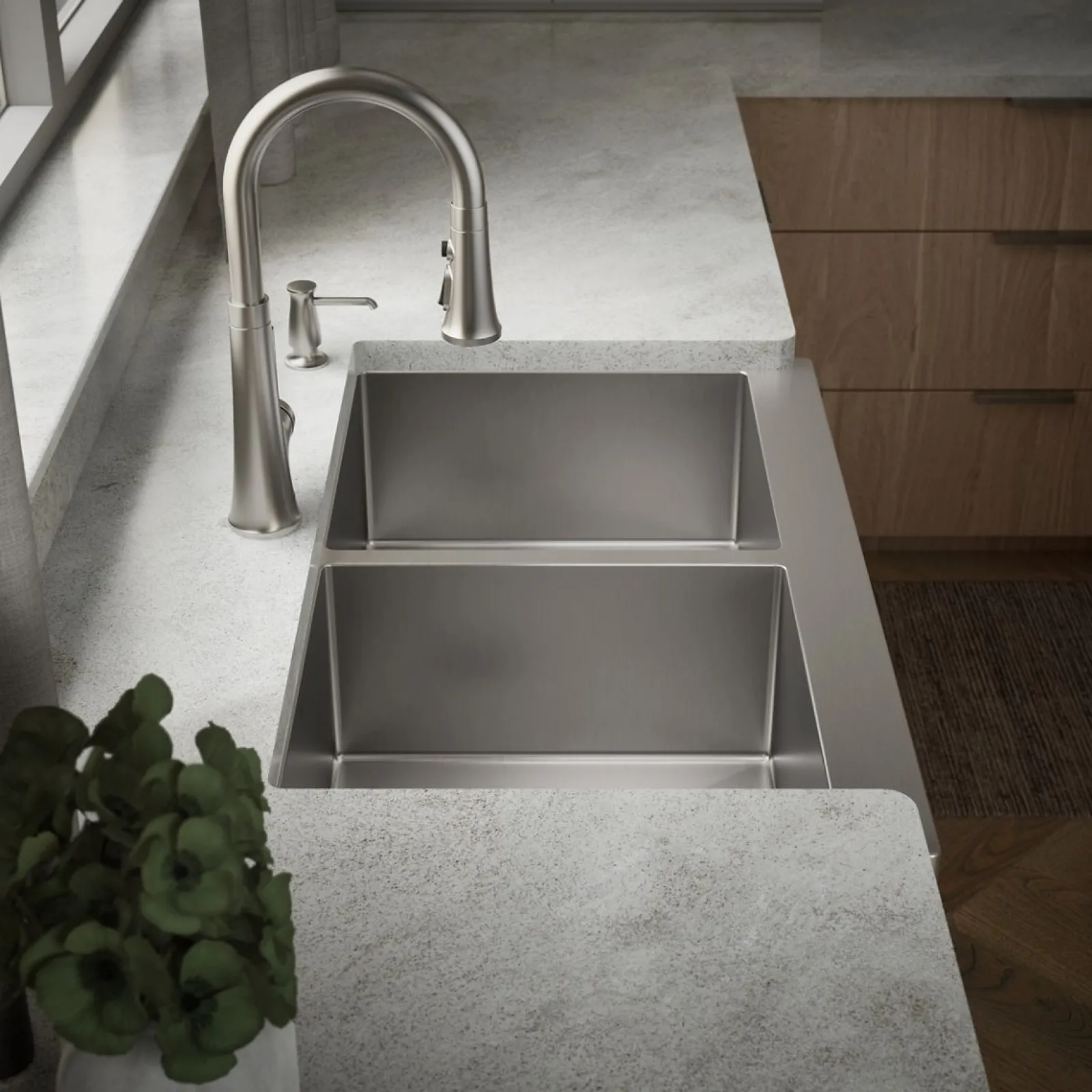 35-1/2" undermount double-bowl farmhouse kitchen sink with accessories^Kohler Discount