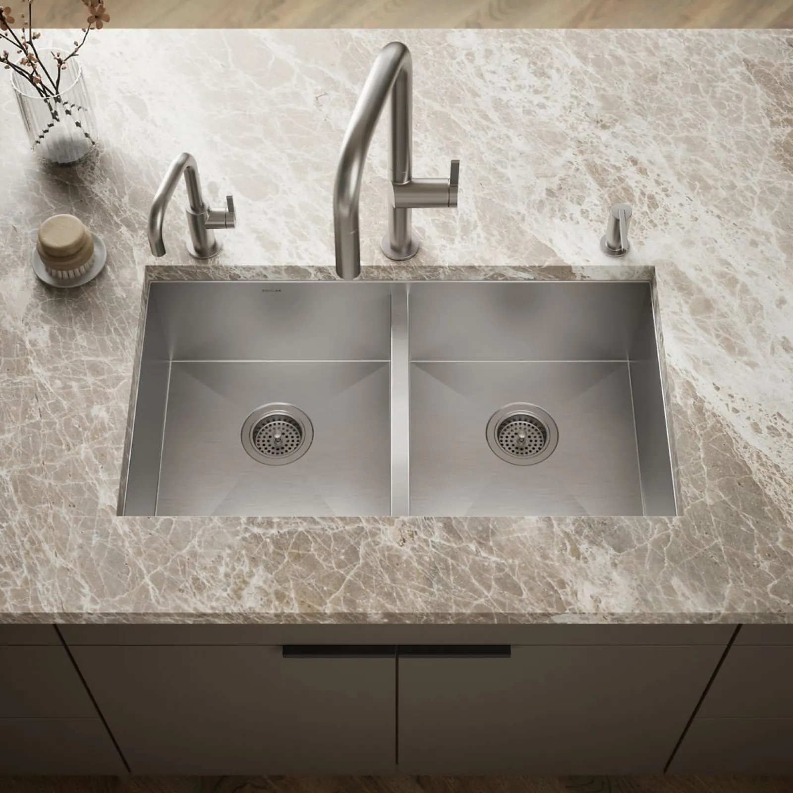 32" undermount double-bowl kitchen sink^Kohler Clearance