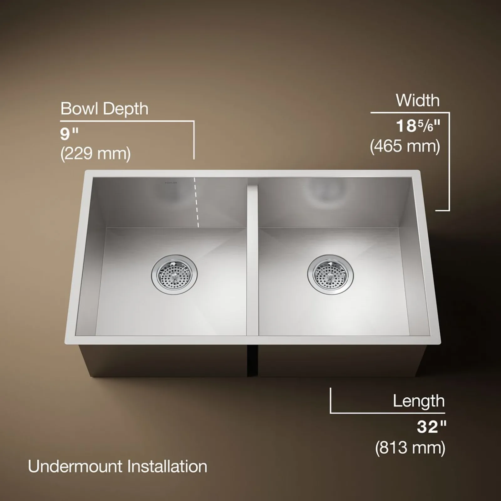 32" undermount double-bowl kitchen sink^Kohler Clearance