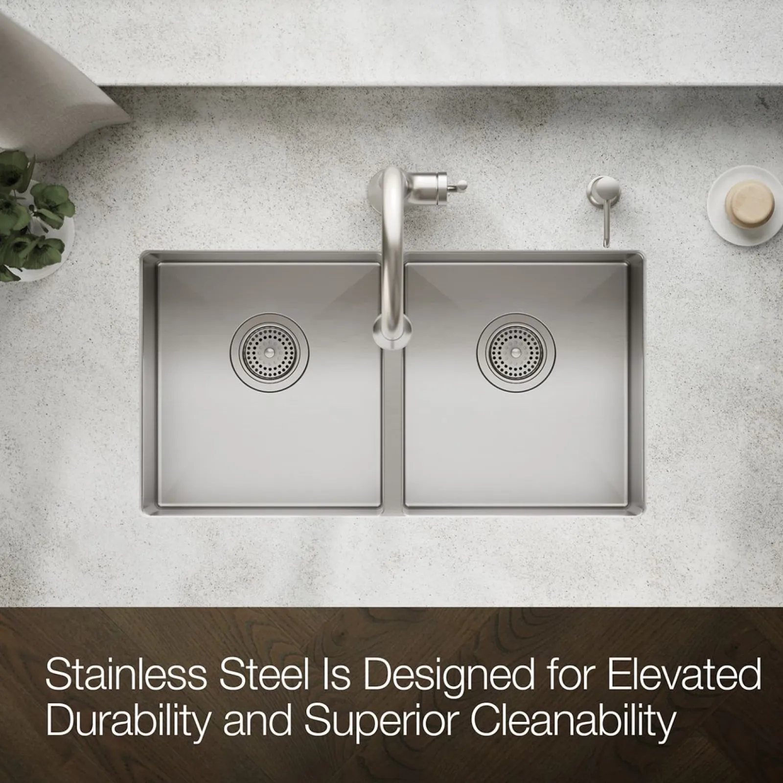 29-1/2" undermount double-bowl kitchen sink^Kohler Hot