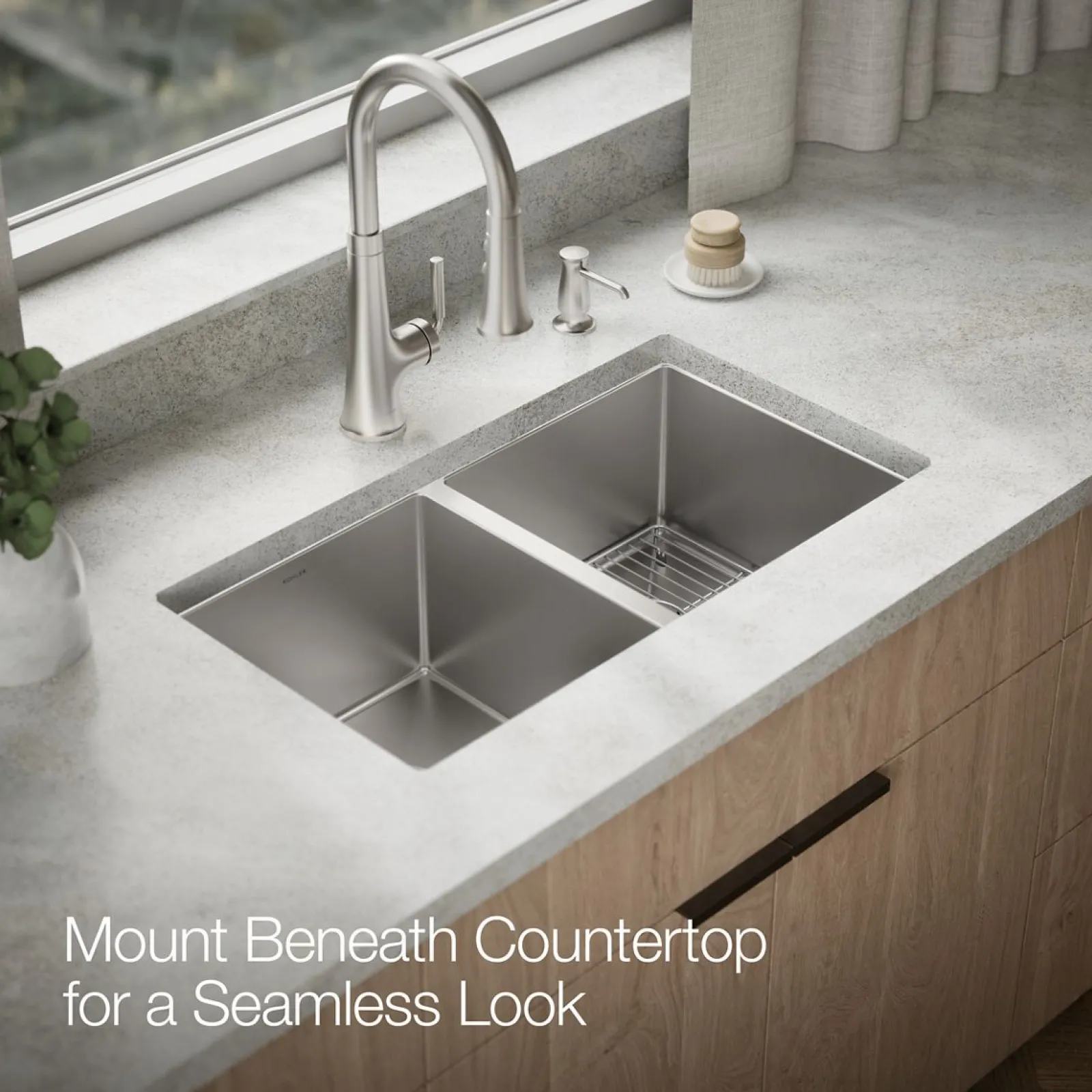 29-1/2" undermount double-bowl kitchen sink^Kohler Hot