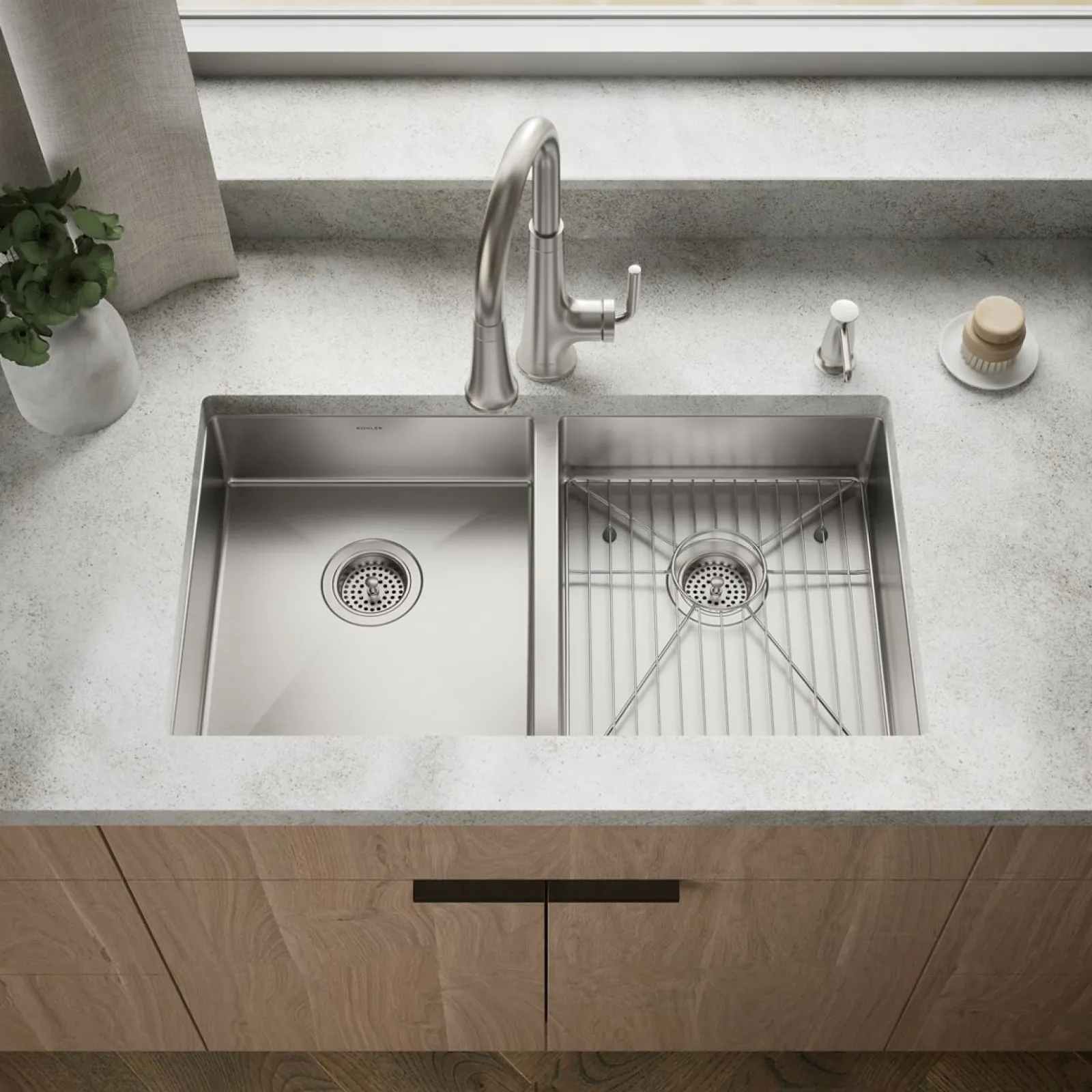 32" undermount double-bowl kitchen sink^Kohler Clearance