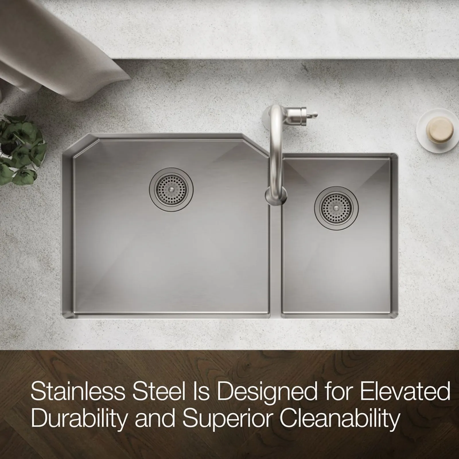 35-1/2" undermount double-bowl kitchen sink^Kohler