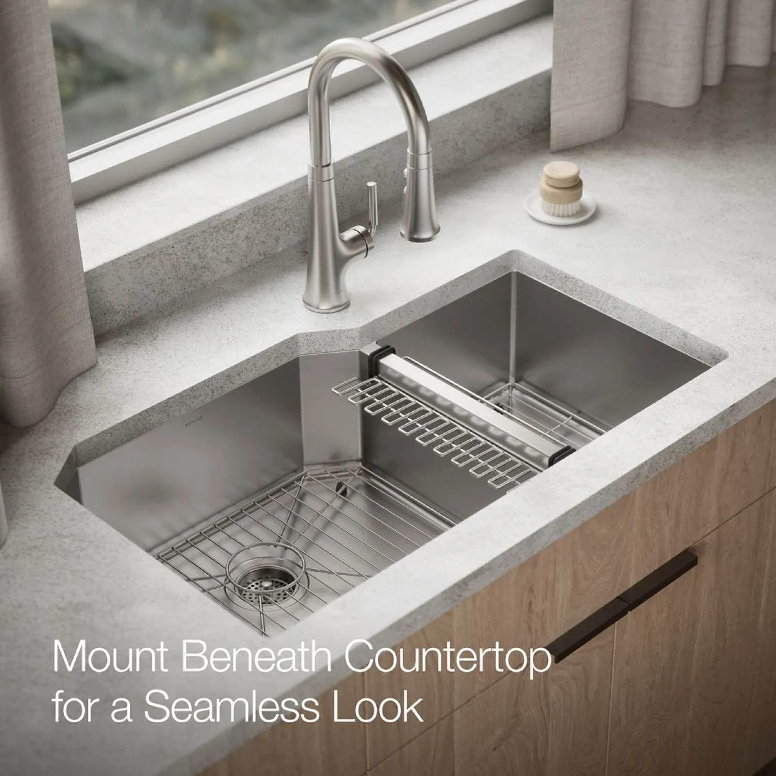 35-1/2" undermount double-bowl kitchen sink^Kohler
