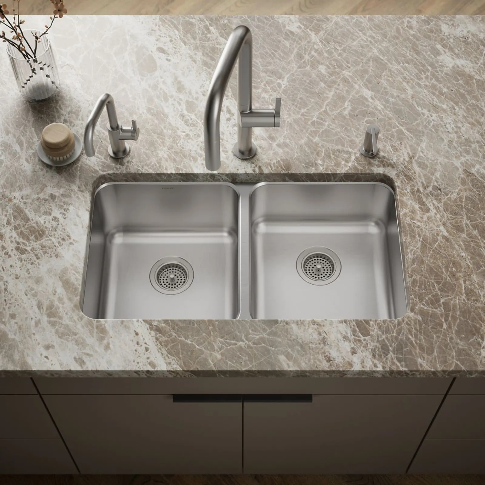 31-1/2" undermount double-bowl kitchen sink^Kohler Discount