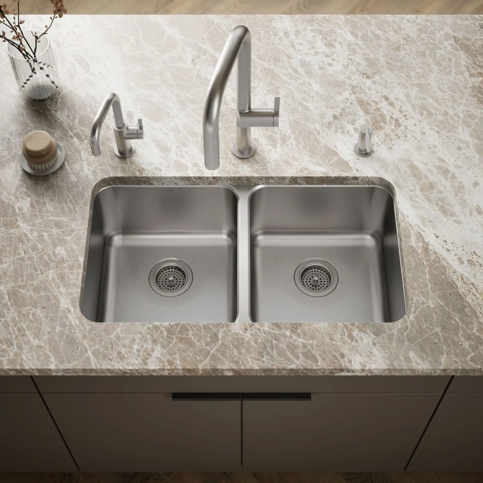 31-1/2" undermount double-bowl kitchen sink^Kohler Outlet