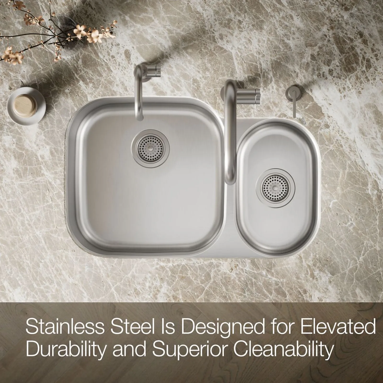 30-3/4" undermount double-bowl kitchen sink^Kohler Hot