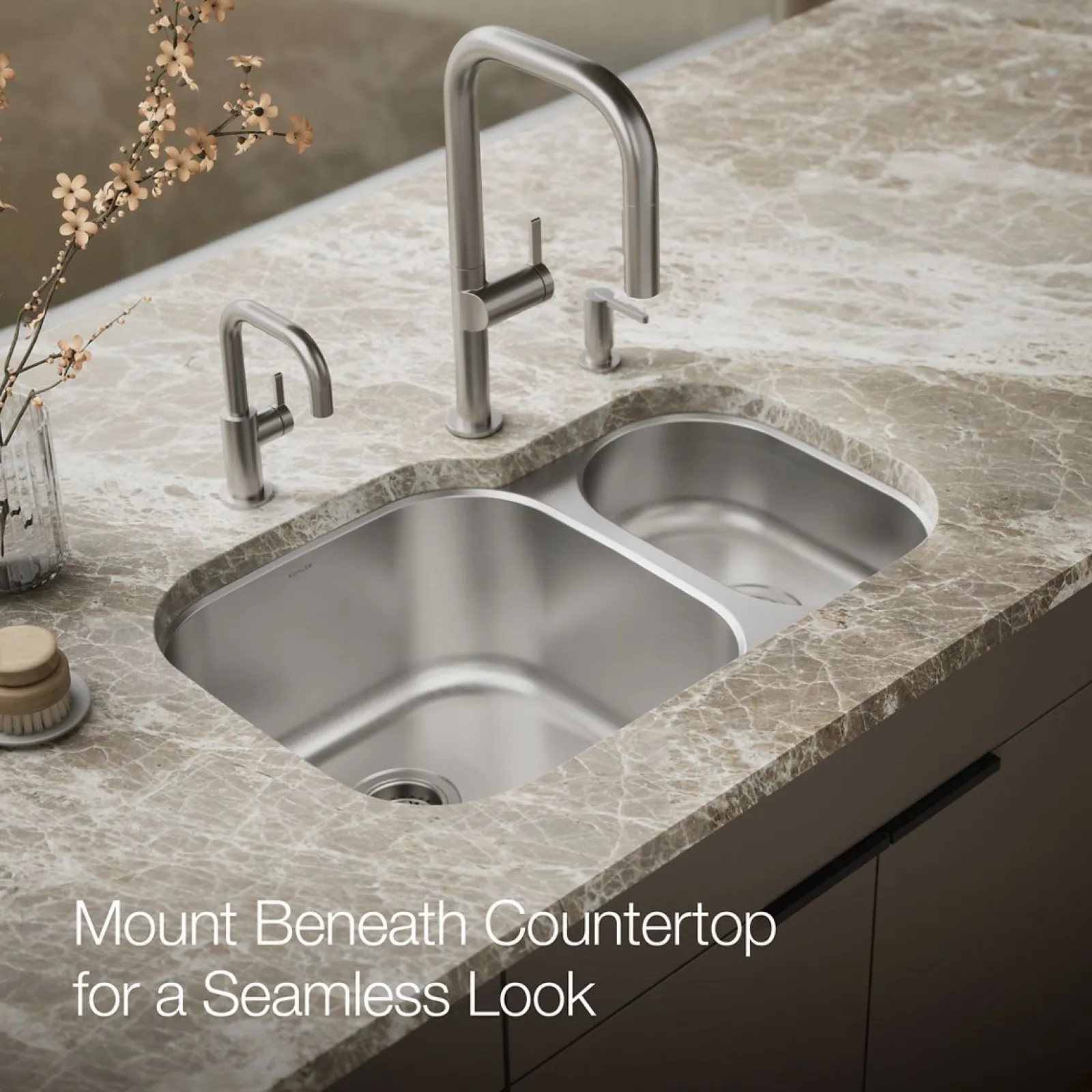 30-3/4" undermount double-bowl kitchen sink^Kohler Hot