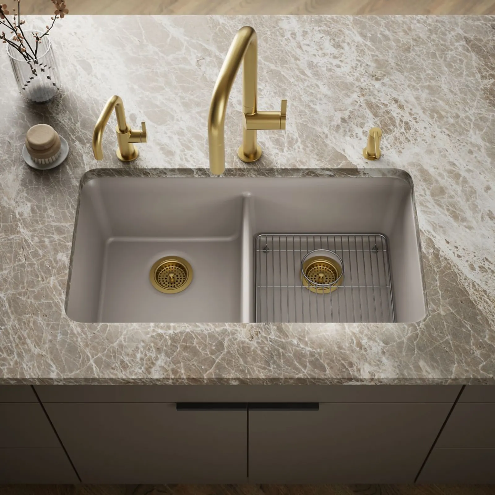 33-1/2" undermount double-bowl kitchen sink^Kohler