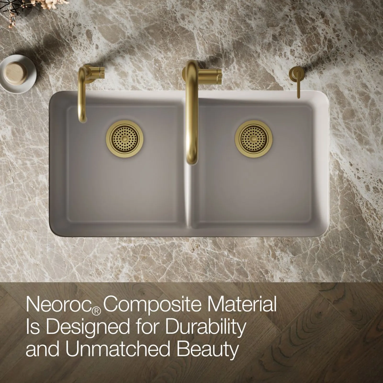 33-1/2" undermount double-bowl kitchen sink^Kohler