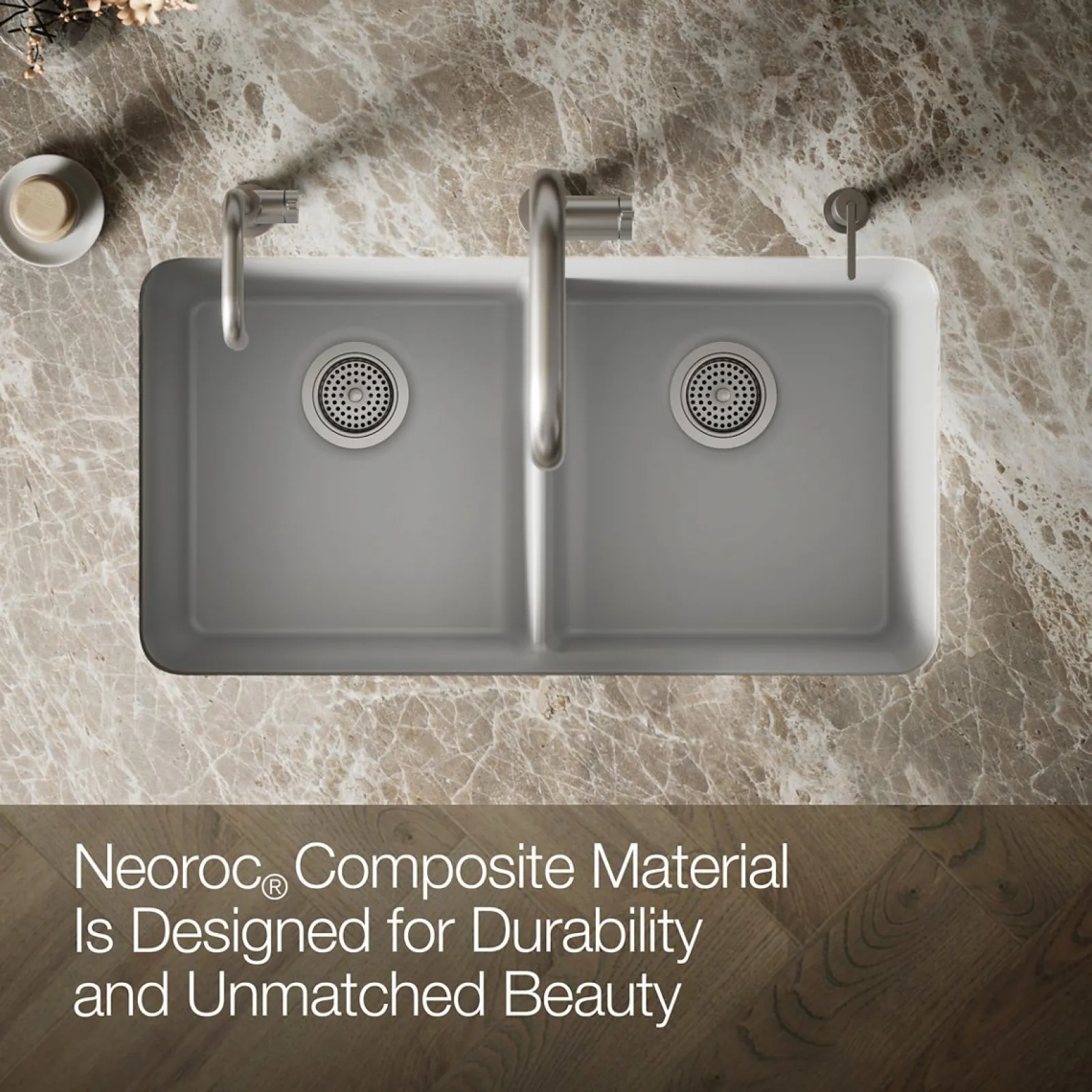 33-1/2" undermount double-bowl kitchen sink^Kohler