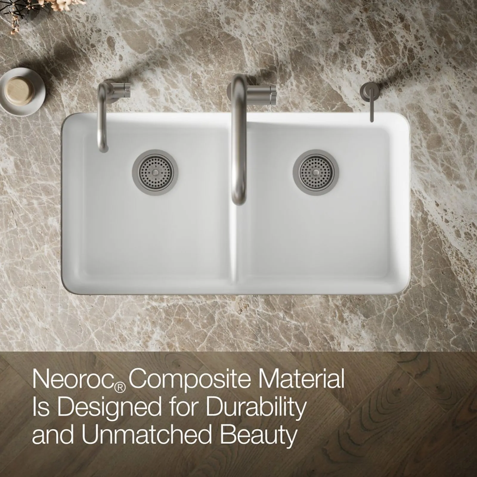33-1/2" undermount double-bowl kitchen sink^Kohler