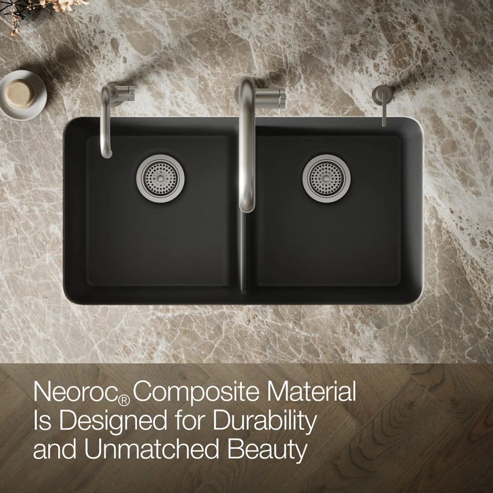 33-1/2" undermount double-bowl kitchen sink^Kohler