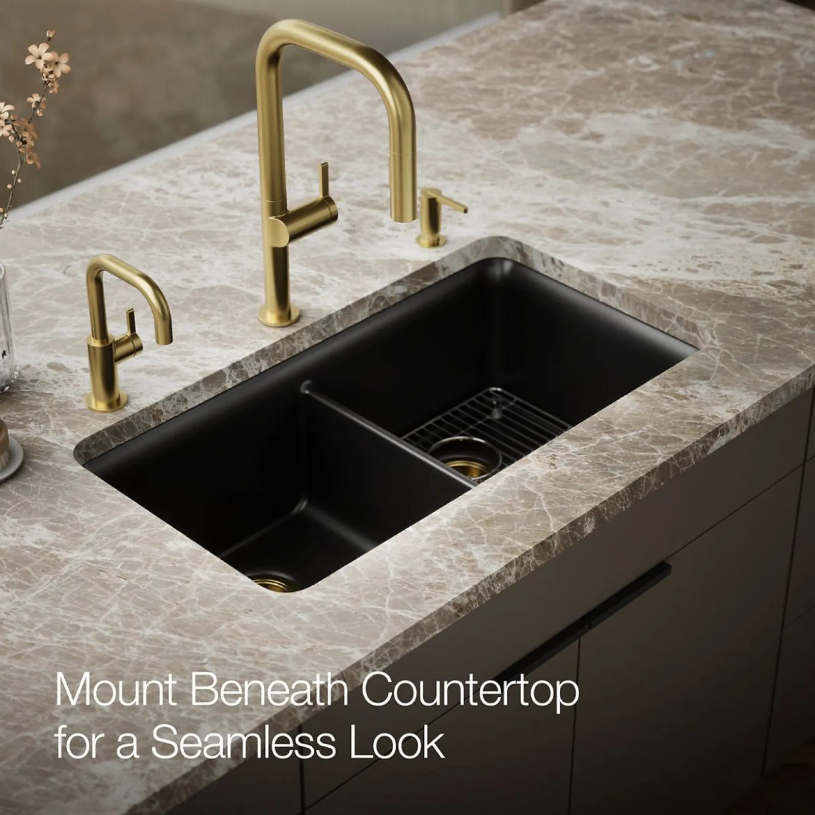33-1/2" undermount double-bowl kitchen sink^Kohler