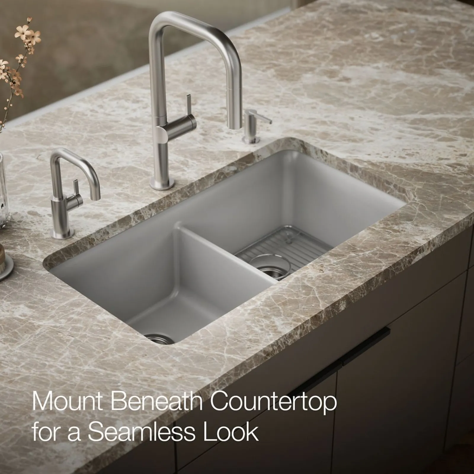 33-1/2" undermount double-bowl kitchen sink^Kohler