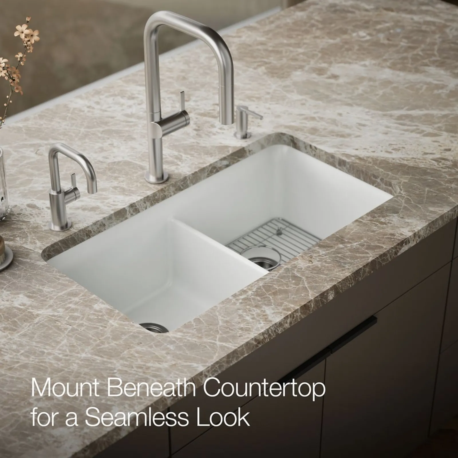 33-1/2" undermount double-bowl kitchen sink^Kohler