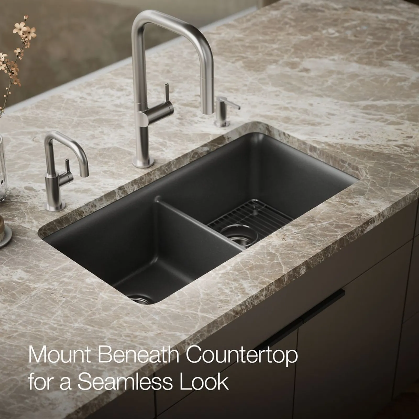 33-1/2" undermount double-bowl kitchen sink^Kohler