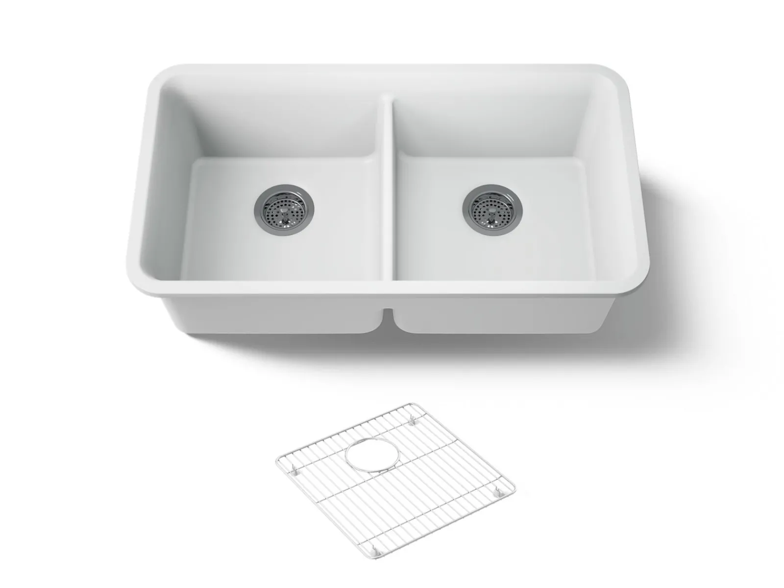 33-1/2" undermount double-bowl kitchen sink^Kohler
