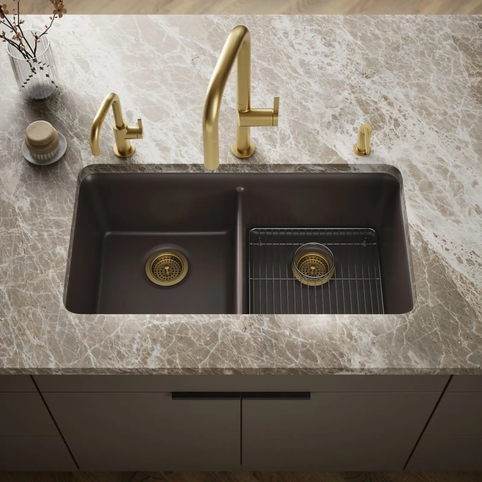 33-1/2" undermount double-bowl kitchen sink^Kohler