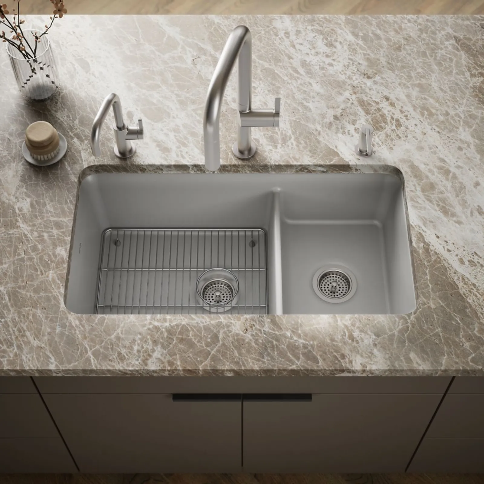 33-1/2" undermount double-bowl kitchen sink^Kohler Discount