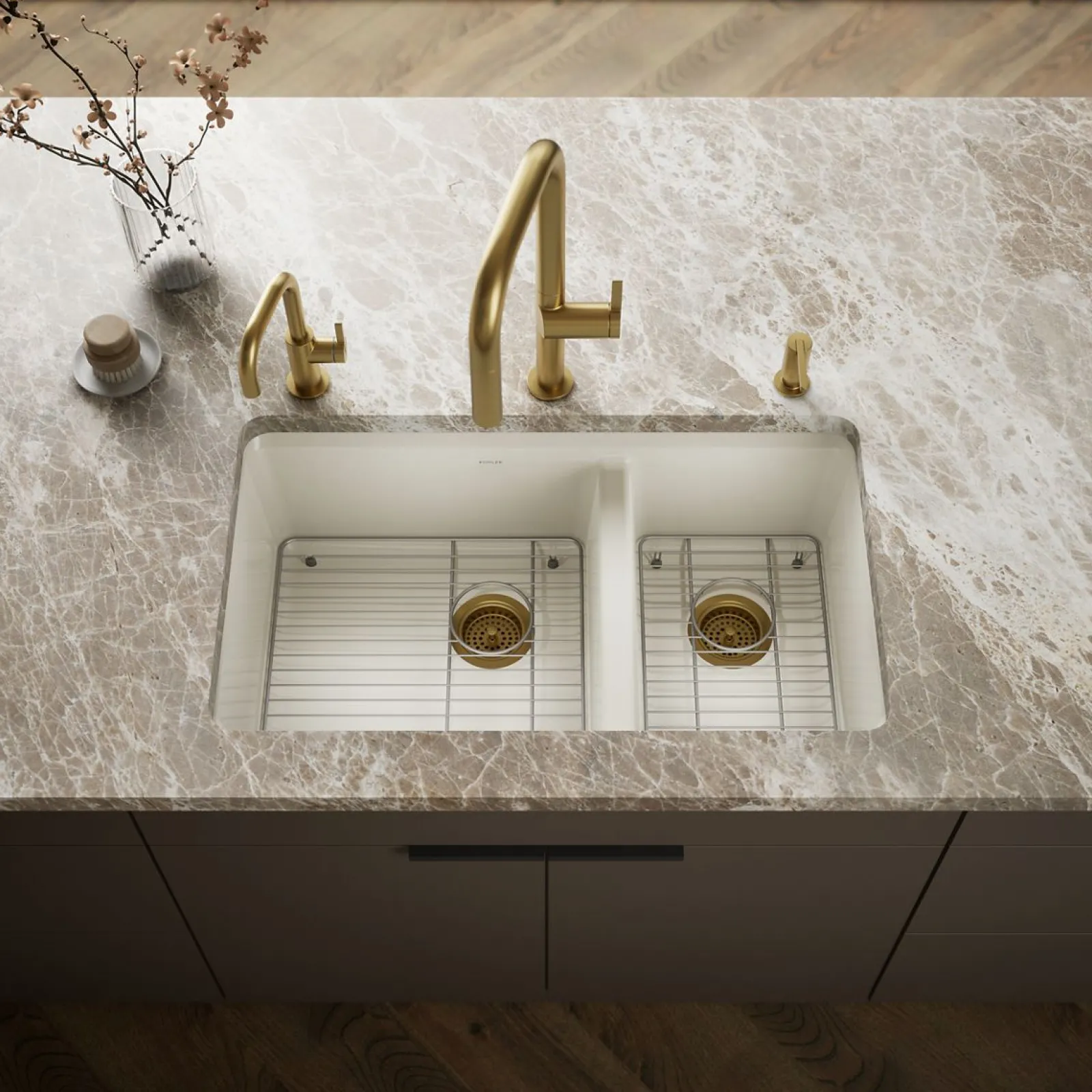 33" undermount double-bowl kitchen sink^Kohler Discount
