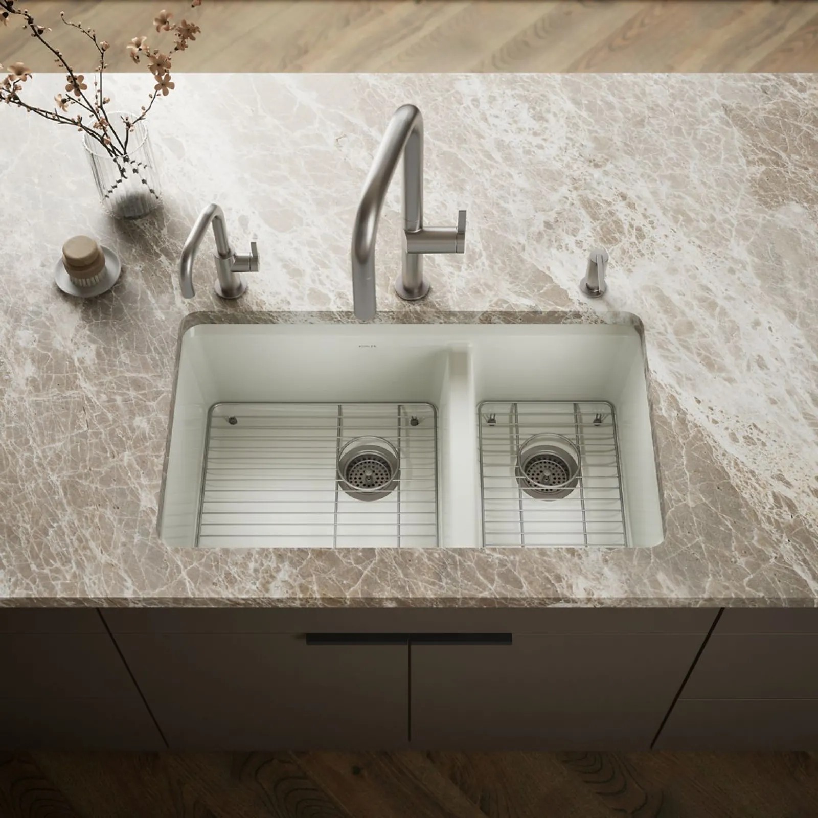 33" undermount double-bowl kitchen sink^Kohler Discount