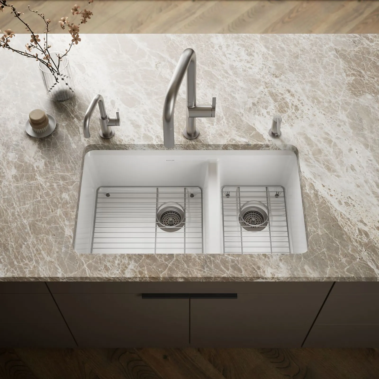 33" undermount double-bowl kitchen sink^Kohler Discount